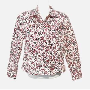 St John Sport Marie gray white studded geometric jacket button up size large